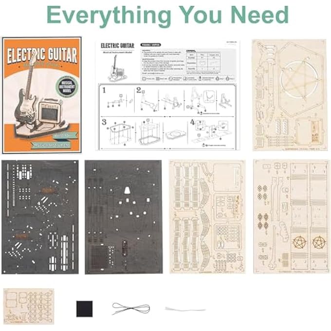 ROKR 3D WOODEN ELECTRIC GUITAR MODEL - WOODEN MODEL TO BUILD ADULTS AND TEENS - WOODEN PUZZLE CONSTRUCTION KIT GIFTS FOR ADULTS AND TEENS - Image 4